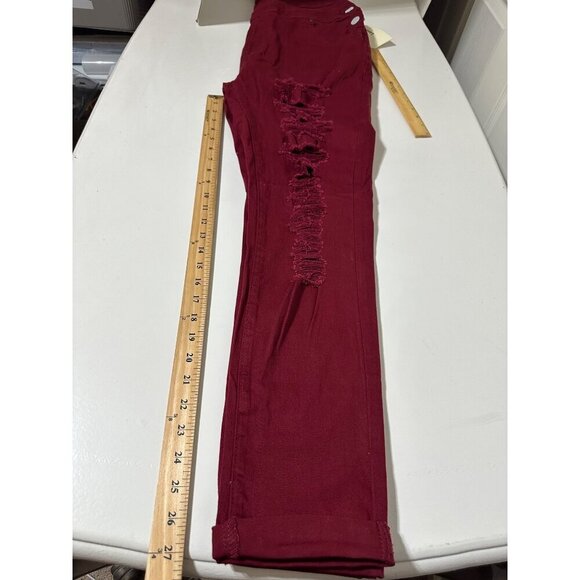 Love Moda Distressed Twill Overall color Burgundy Plus Size 2X NWT - Picture 6 of 8